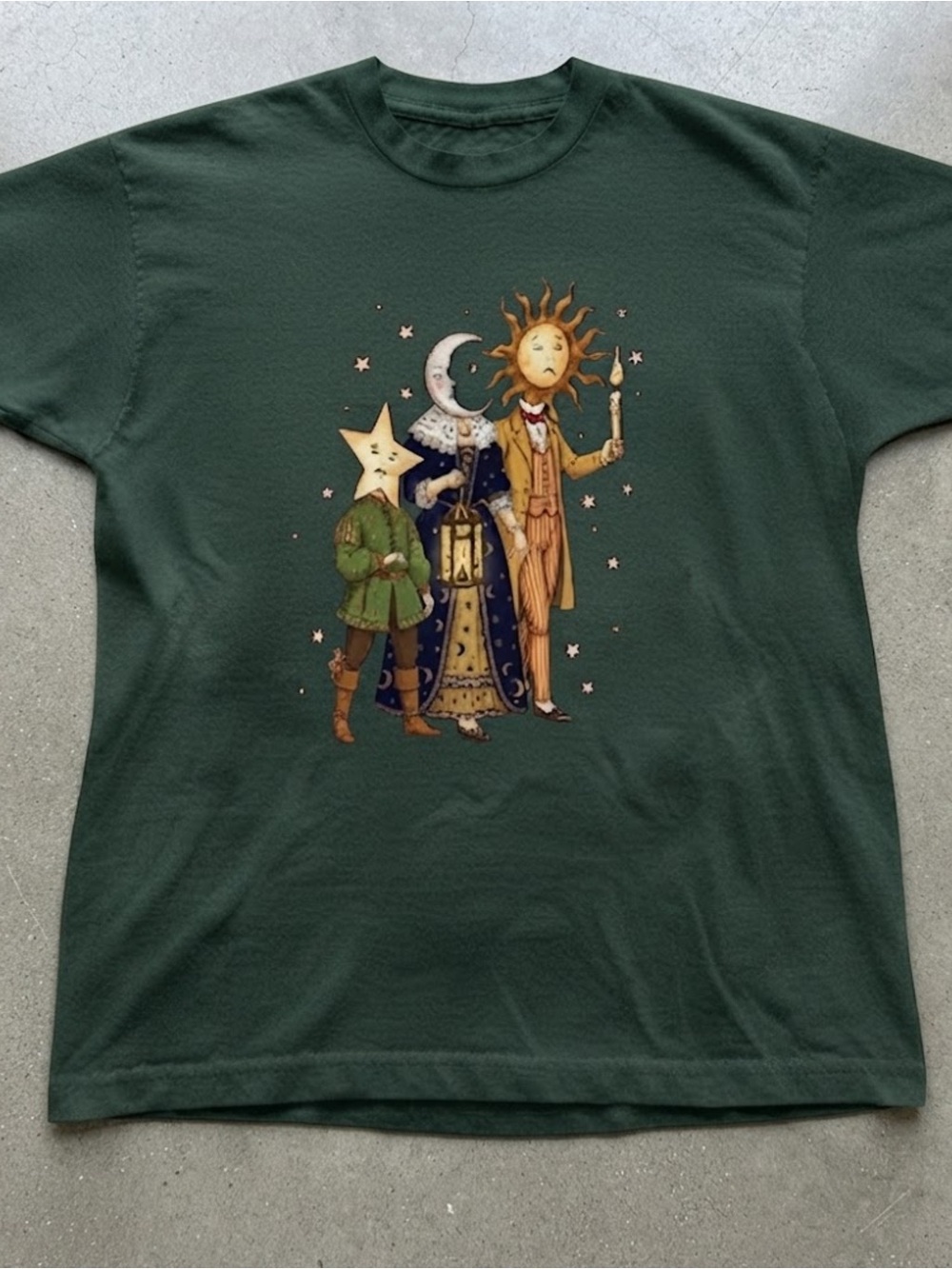 Green Celestial Character Graphic Gildan T-shirt